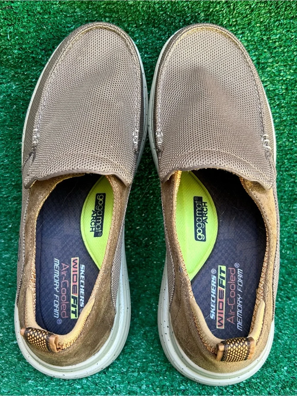 SKECHERS Proven Renco Men's 13 W Wide Brown Slip On Loafers Mesh Shoes 204568W